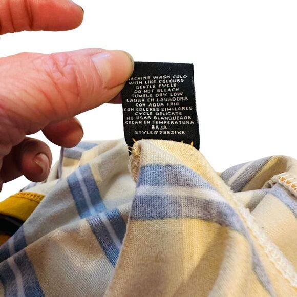 10/$25🦋 LOVE Mustard Yellow & Navy Blue Striped Sleeveless Maxi Dress - Size 1X - Picture 10 of 15